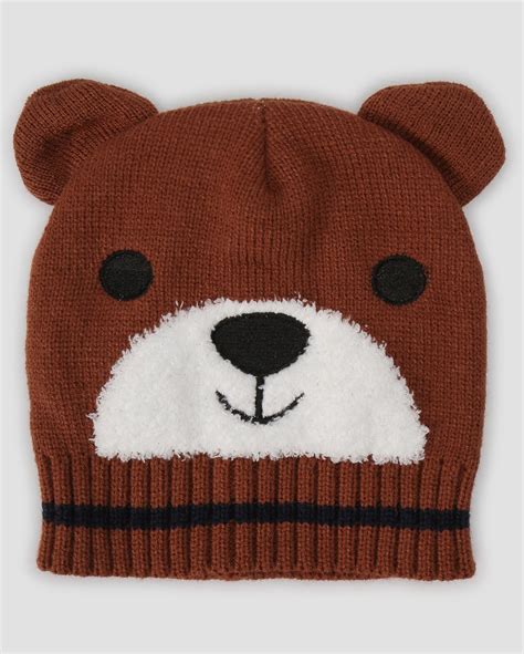 Riachuelo Gorro Infantil De Tricot Urso Dobra A Marrom