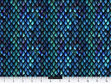 Blue Fury Dragon Scales Fabric 100 Cotton Quilting Fabric Etsy