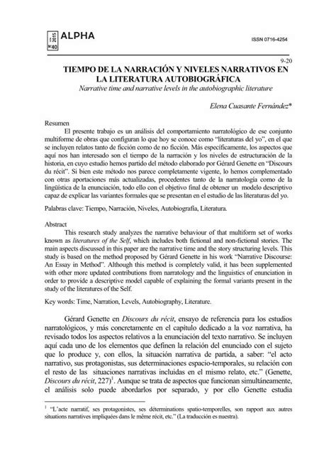 PDF Elena Cuasante Tiempo de La Narración y Niveles Narrativos en