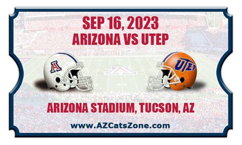 Arizona Wildcats Vs Utep Miners Football Tickets 09 16 23