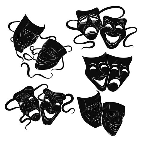 Маски трагедии и комедии театра установлены. коллекция театральных ...