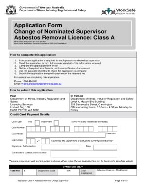 Fillable Online Asbestos Removal Supervisor Nomination Form Fax Email