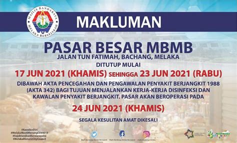 Portal Rasmi Majlis Bandaraya Melaka Bersejarah Mbmb Makluman