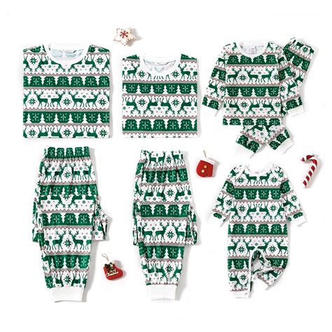 PatPat Christmas Pajamas Family Matching Reindeers Allover Print Long ...