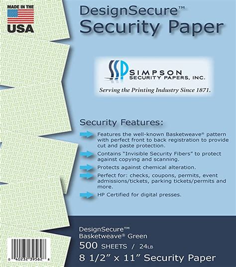 Simpson Security Papers® Designsecure™ Basketweave® Pattern 34x28 In