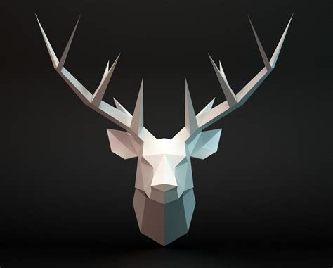 3d Model Deer Head Vr Ar Low Poly Cgtrader