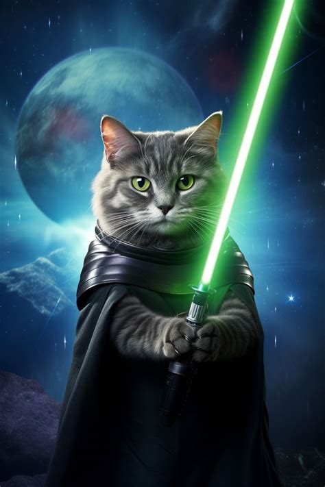 Star Wars Theme Galactic Cat Jedi Image Katzen