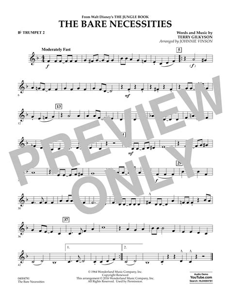 The Bare Necessities Bb Trumpet 2 Sheet Music Johnnie Vinson