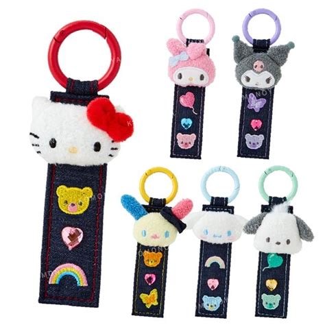 小禮堂 【限購】sanrio 三麗鷗 大臉玩偶牛仔布鑰匙圈 牛仔不敗單寧萬歲kitty 花小兔 酷洛米 文創小物 Yahoo奇摩購物中心