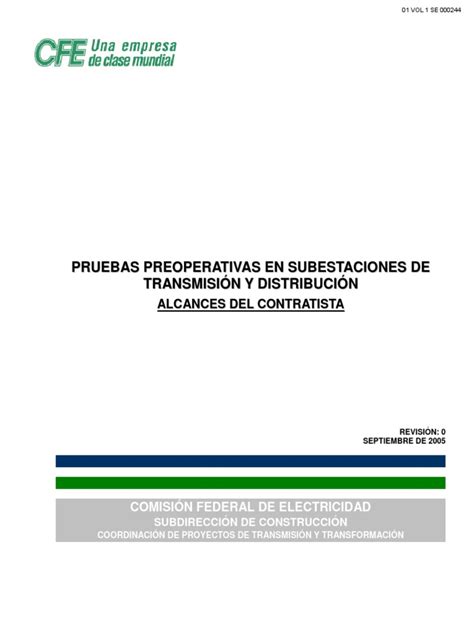 PDF Pruebas Preoperativas En SE De Distribucion Y Transmision