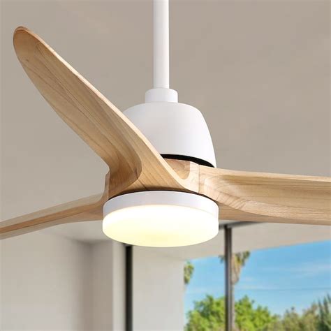 Sunrinx 56-in Matte White with Natural Wood Blades Indoor Propeller ...