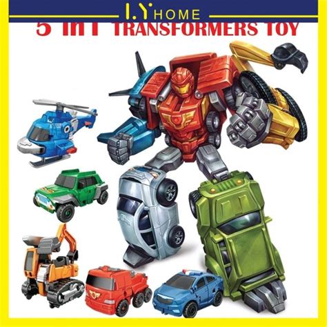 5-in-1 Robot Mini Force Transformers Toys Vehicles Transform into Giant ...