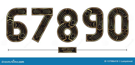 Numbers Art Deco Style in a Set 67890 Stock Vector - Illustration of numbers, collection: 137986418