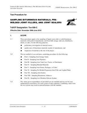 Fillable Online Ftp Txdot Sampling Bituminous Materials Pre Molded