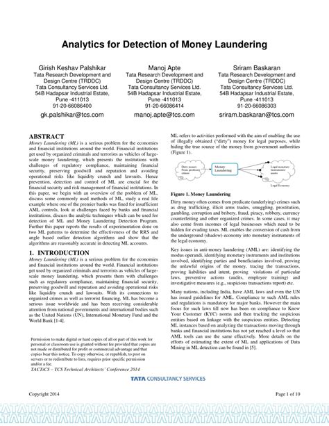 (PDF) Analytics for Detection of Money Laundering