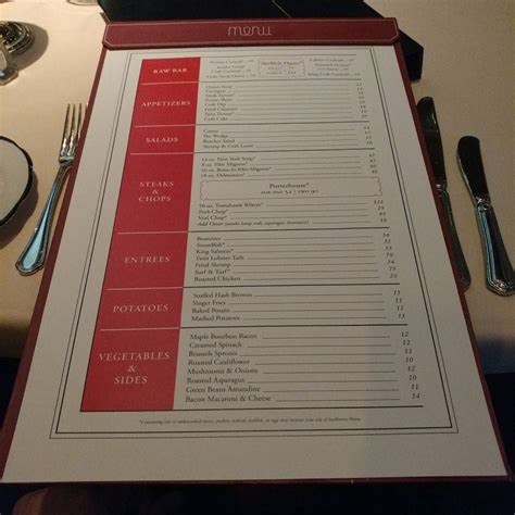 Menu At Butcher And Singer Steakhouse Philadelphia