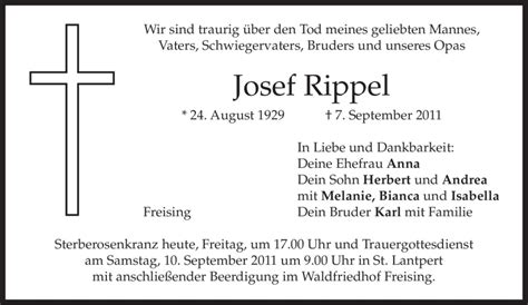 Traueranzeigen Von Josef Rippel Trauer Merkur De