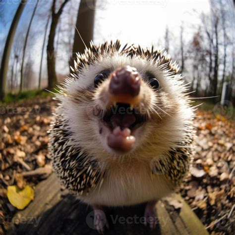 A hedgehog with a big pink eye 22774810 Stock Photo at Vecteezy