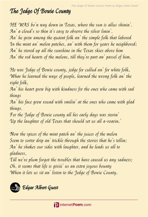 The Jedge Of Bowie County Poem By Edgar Albert Guest