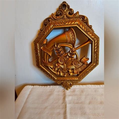 Wall Decor Vtg Syroco Homco Horn Wall Plaque Syroco Musical Gold