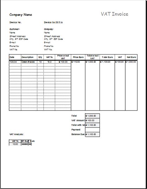 Vat Invoice Template Invoice Template Invoice Template Word Templates