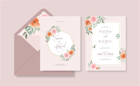 Beautiful and elegant wedding card template with envelope 5694846 ...