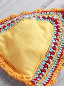 Printed Crocheted Bikini Set In YELLOW ZAFUL