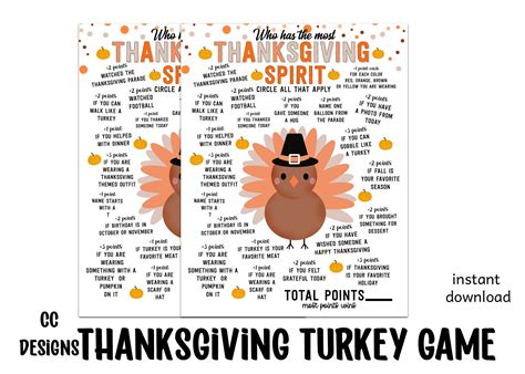 Thanksgiving Turkey Game Thanksgiving Spirit Party Game Are - Etsy