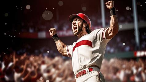 Premium Ai Image Professional Baseball Player Celebrating Victory