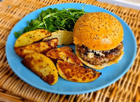 Pork And Apple Burger With Wedges Burger Was Quite Sweet But The