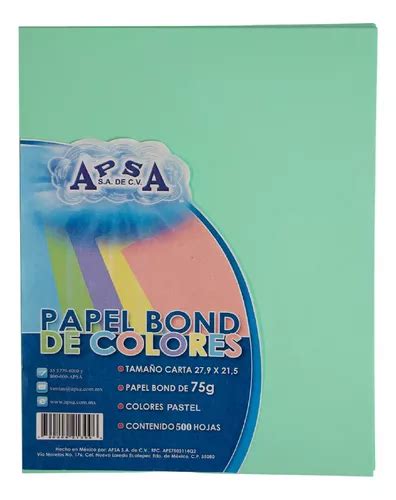 Hojas Carta Papel Bond Colores Pastel Surtidos 500pz Apsa Envío Gratis