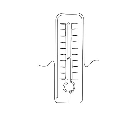 Kontinuierliche Einzeilige Zeichnung Des Thermometers Einfache