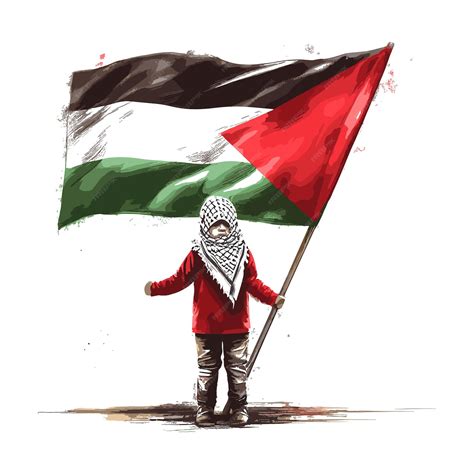 Premium Vector | A child stands with a freedom palestine flag