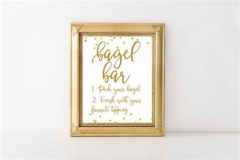 Bagel Bar Sign Gold Printable Bridal Shower Signs Wedding Guest