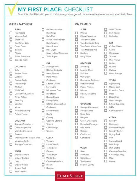 Grocery List For Moving Into A New Apartment Templates Sample Printables