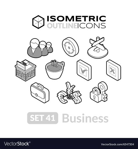 Isometric Outline Icons Set Royalty Free Vector Image