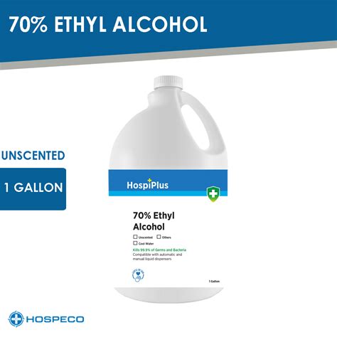 Ethyl Alcohol Unscented Gallon Antiseptic Disinfectant Hospeco