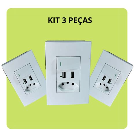 Kit 3 Tomada Parede Interruptor 2 Entradas Usb Duo Universal Shopee