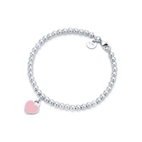 Return To Tiffany™ Pink Heart Tag Bead Bracelet In Silver 4 Mm