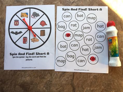 Messy Beautiful Fun Spin And Find Cvc Words Printable Pack