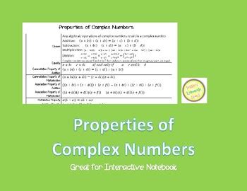 Complex Numbers - Properties - Chart in multiple formats | TpT