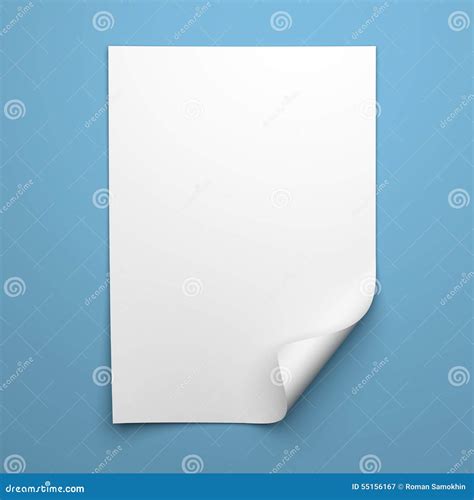 Blank Empty Sheet Of White Paper With Curled Corner Stock Illustration