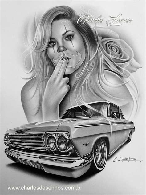 Car Latino Lowrider Tattoo Chicano Style Tattoo Chicano Drawings