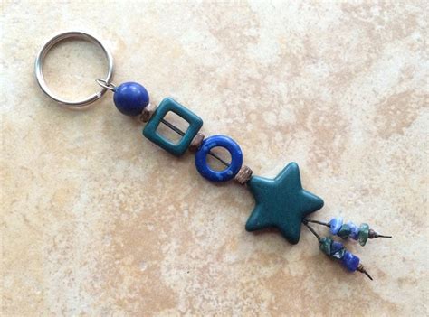 Beaded Keychain Stone Keychain Rustic Keychain Boho