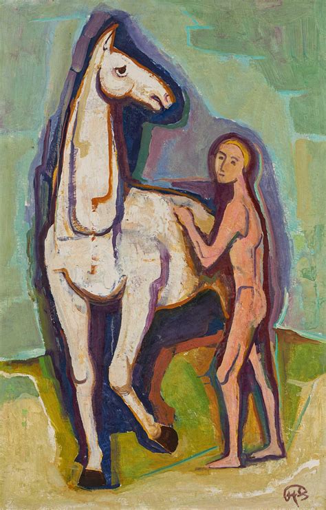 Modern Post War Contemporary Karl Hofer Junge Mit Pferd Van Ham