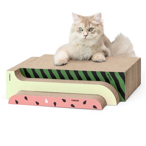 Conlun Xl Wide Cat Scratcher Cardboard3 Pack Durable Removable Cat