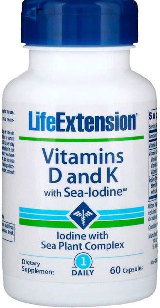Витамины Life Extension Vitamins D and K with Sea-Iodine 60 Caps ...