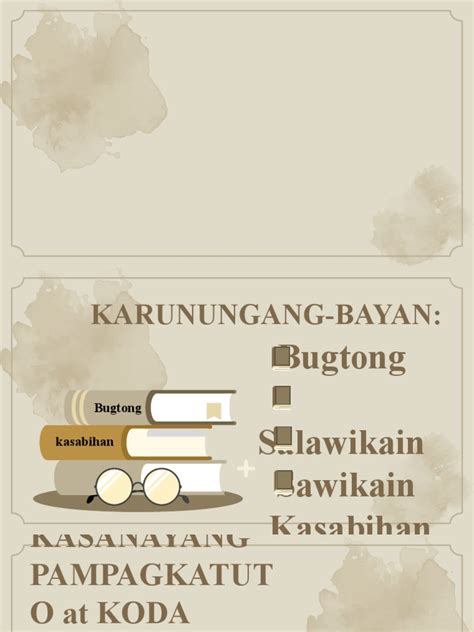 Karunungang-Bayan - Bugtong, Salawikain, Sawikain at Kasabihan | PDF