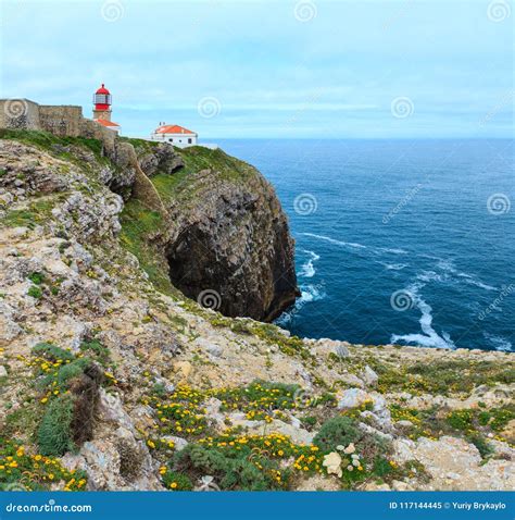 Lighthouse on Cape St. Vincent, Algarve, Portugal. Stock Image - Image