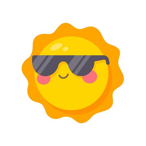 smiling sun cartoon wearing sunglasses summer travel concept protection ...